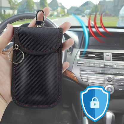 2 Pack Faraday Car Keycase Protective Bag rfid Signal Blocking Key Fob Protector Carbon Fiber Security V1258-DP02-A-992