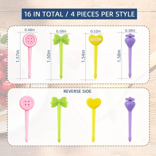 16 Pcs Fruit Picks for Kids Food Bento Lunch Box Cute Animal Toothpicks Accessories Toddler Mini Dinosaur V1258-DP02-A-993
