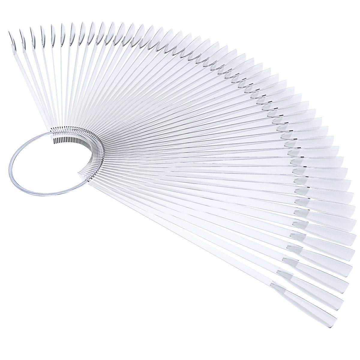 2 Set 100 Tips Clear Nail Art Swatches Sticks Polish Board Display Practice Tool Transparent Fan-shaped False V1258-DP02-A-995