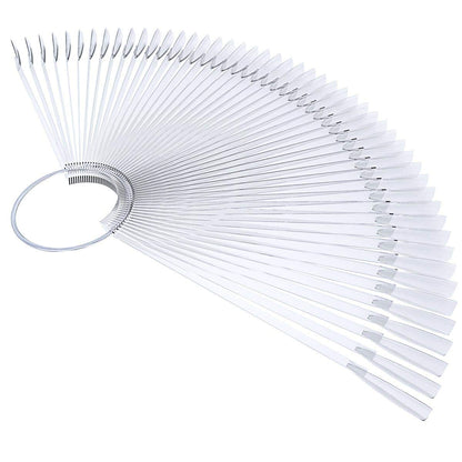 2 Set 100 Tips Clear Nail Art Swatches Sticks Polish Board Display Practice Tool Transparent Fan-shaped False V1258-DP02-A-995