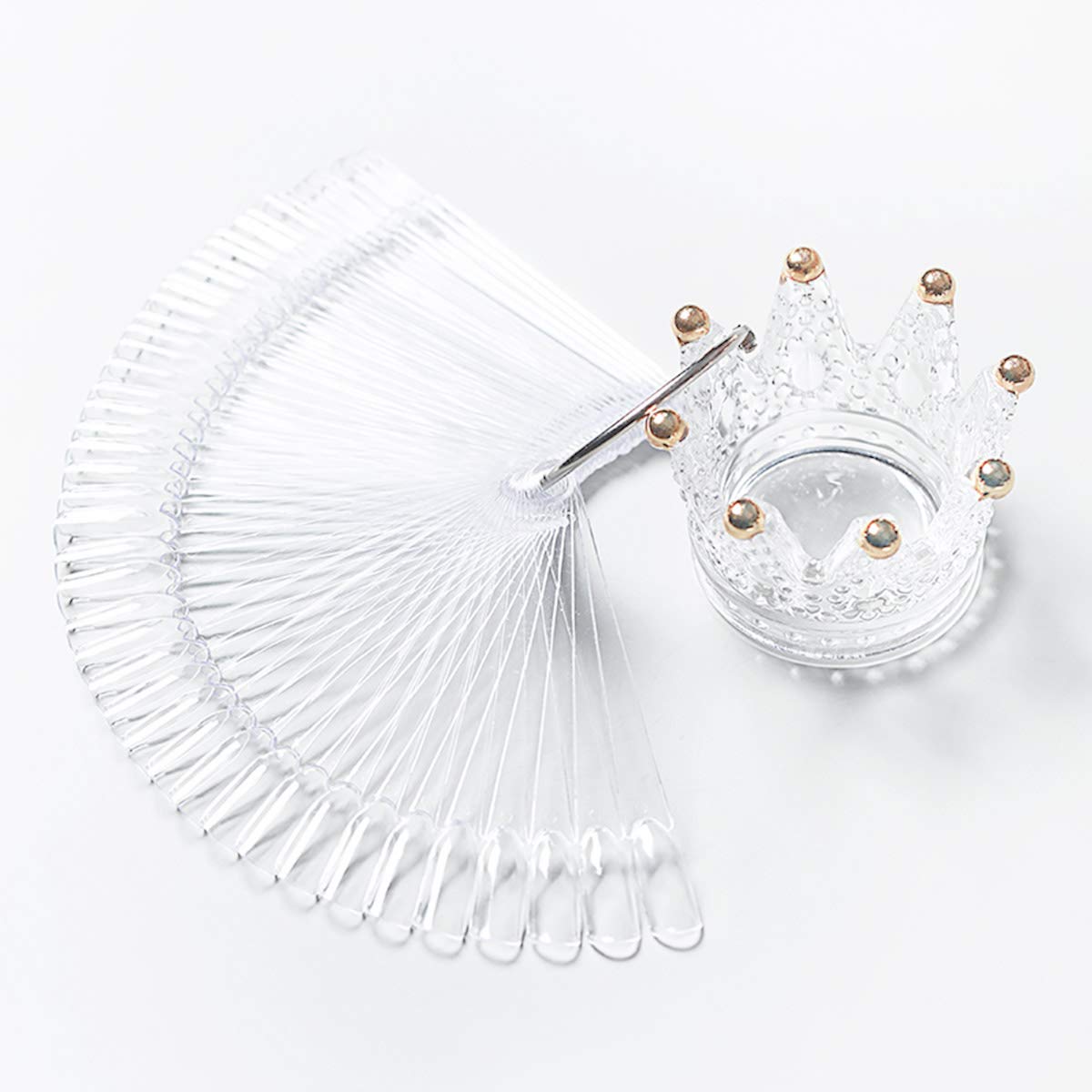 2 Set 100 Tips Clear Nail Art Swatches Sticks Polish Board Display Practice Tool Transparent Fan-shaped False V1258-DP02-A-995