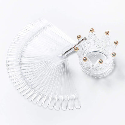 2 Set 100 Tips Clear Nail Art Swatches Sticks Polish Board Display Practice Tool Transparent Fan-shaped False V1258-DP02-A-995