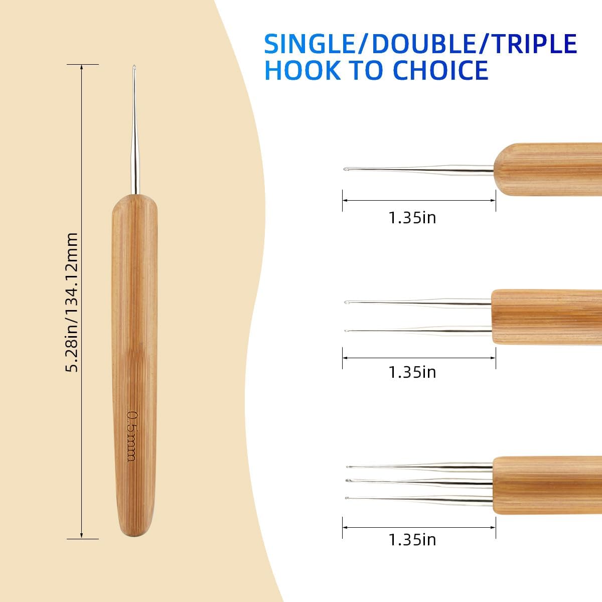 3 Pcs Dreadlock Crochet Hooks - Hook Tool for Hair Locs & Dread Braids 0.5Mm Braid Craft Weaving Needles with V1258-DP02-A-998