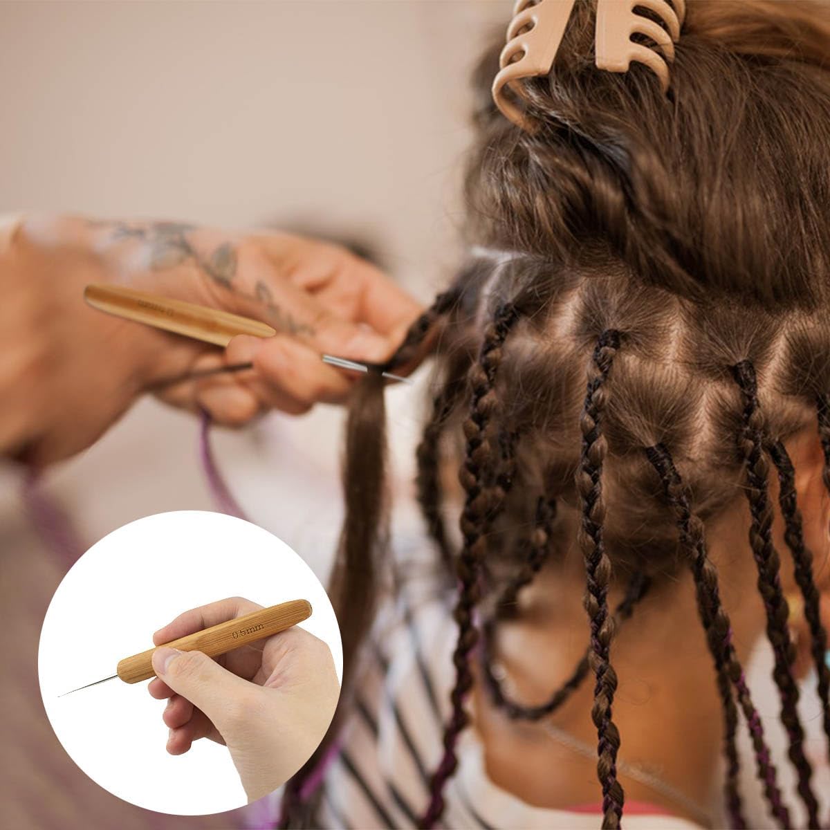 3 Pcs Dreadlock Crochet Hooks - Hook Tool for Hair Locs & Dread Braids 0.5Mm Braid Craft Weaving Needles with V1258-DP02-A-998