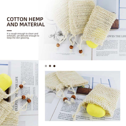 5 Pack Soap Saver Bag Exfoliating Pouch Shower Mesh Bar Natural Sisal for Bath and Bags with Drawstring V1258-DP02-A-999