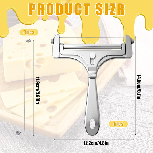 Stainless Steel Wire Cheese Slicer With 4 Extra Wires Adjustable Thickness, Handheld Cheese Cutter Butter V1258-DP02-B-1005