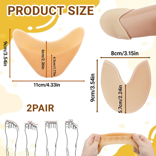 2 Pairs Toe Pads for Pointe Shoes - Cotton Pointe Shoe Ballet Dance Toe Pads & Silicone Gel Pads Pointe Shoes V1258-DP02-B-1006