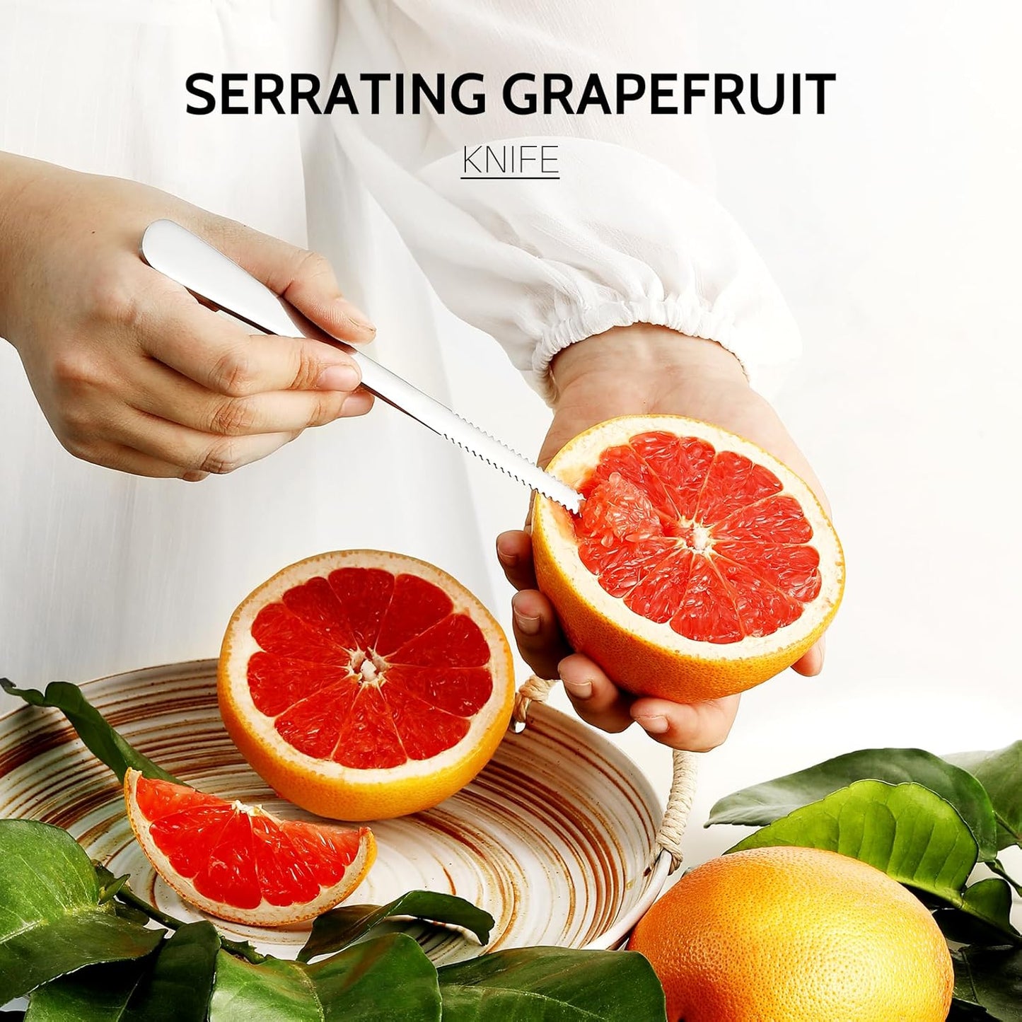 4-piece Grapefruit Spoons and Grapefruit Knife, 18/8 Stainless Steel V1258-DP02-B-101