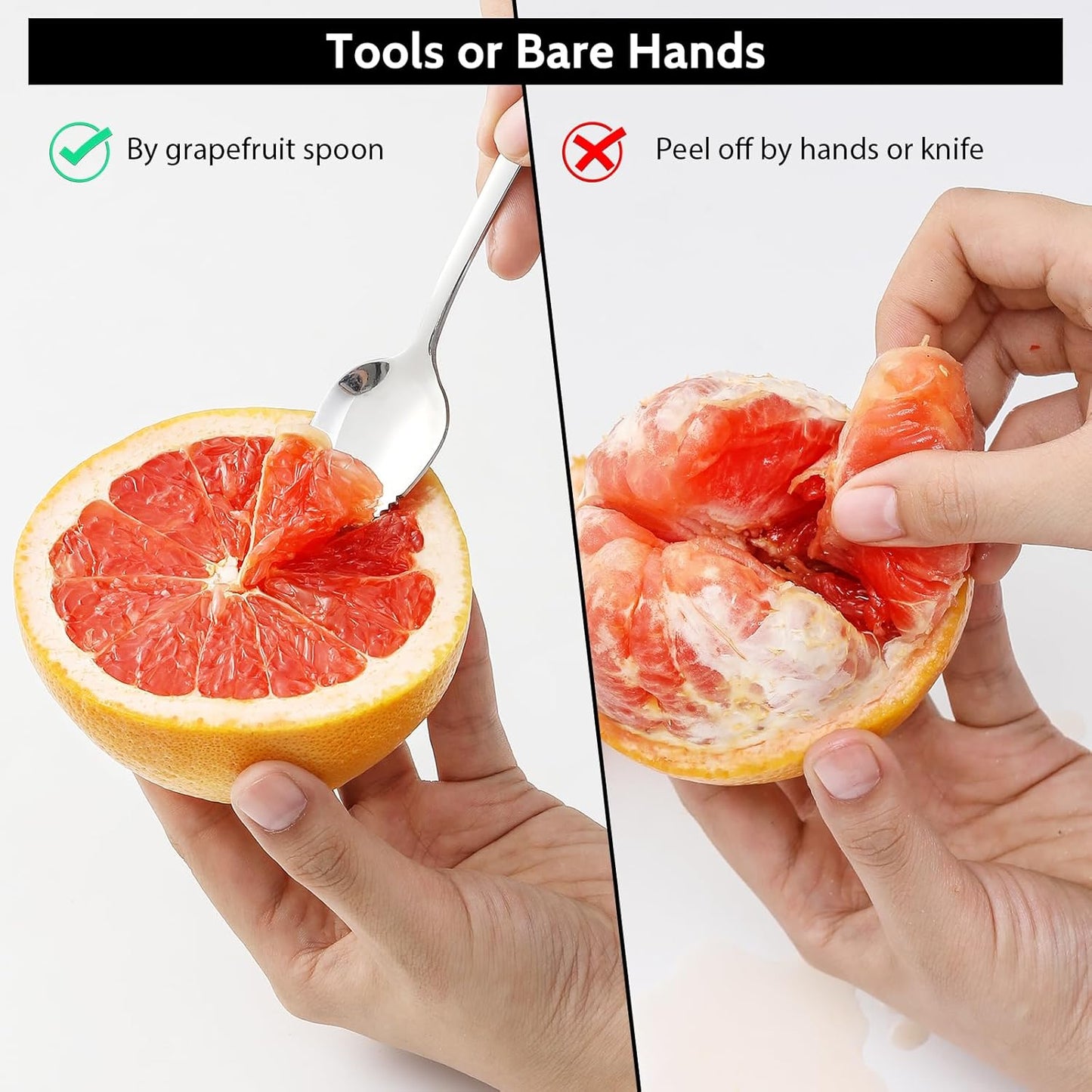 4-piece Grapefruit Spoons and Grapefruit Knife, 18/8 Stainless Steel V1258-DP02-B-101