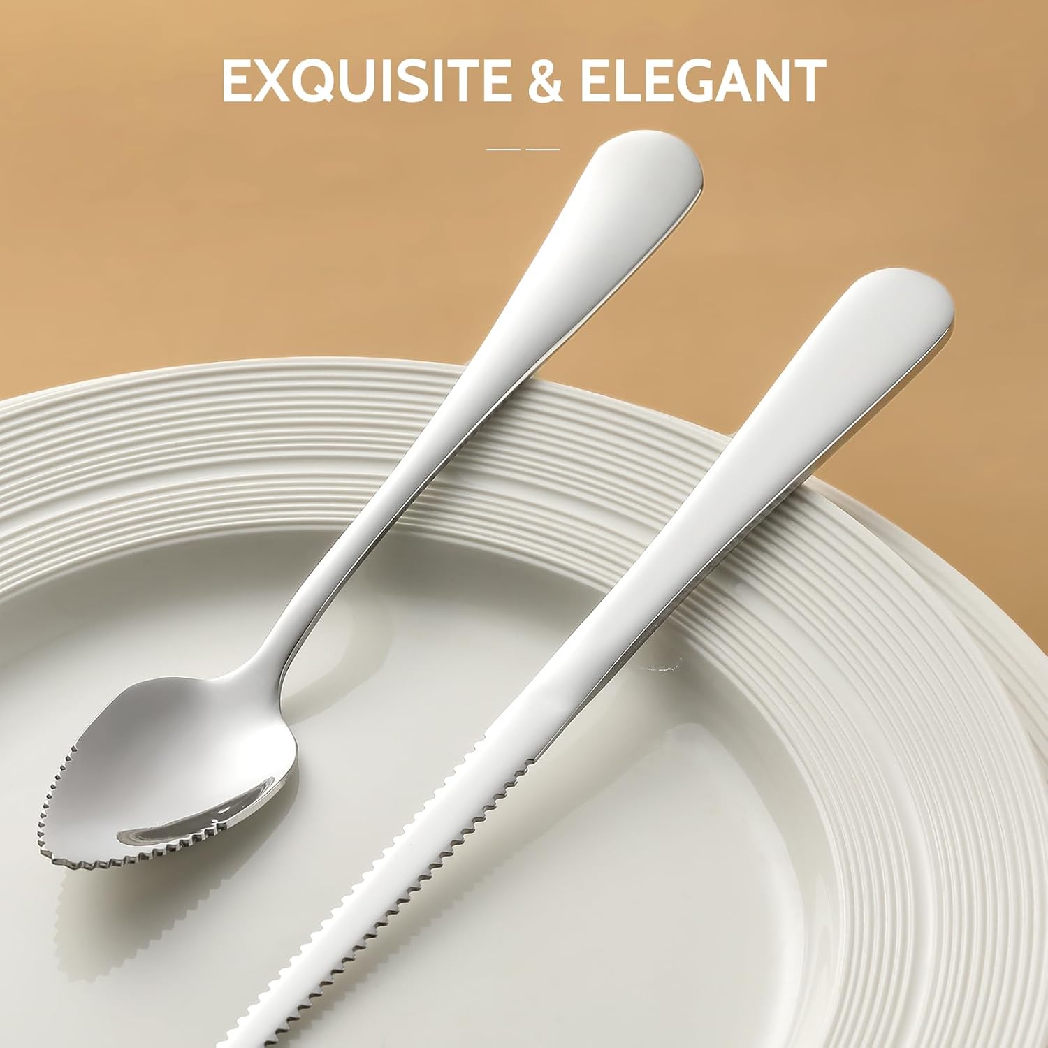 4-piece Grapefruit Spoons and Grapefruit Knife, 18/8 Stainless Steel V1258-DP02-B-101