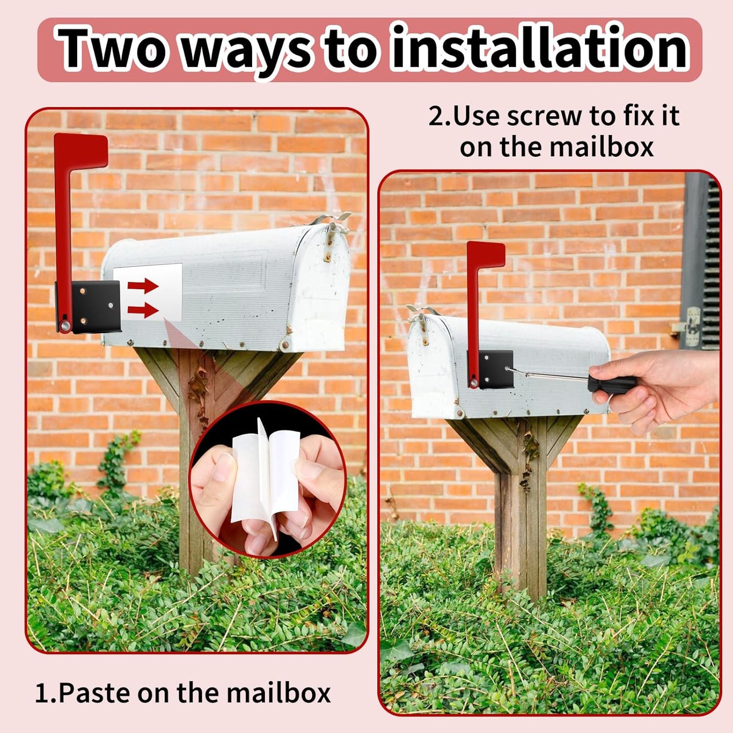 Flag for Mailbox,Red Mailbox Flag Replacement Kit Stainless Steel Mail Box Flags for Outside Metal Wood Wall V1258-DP02-B-1014