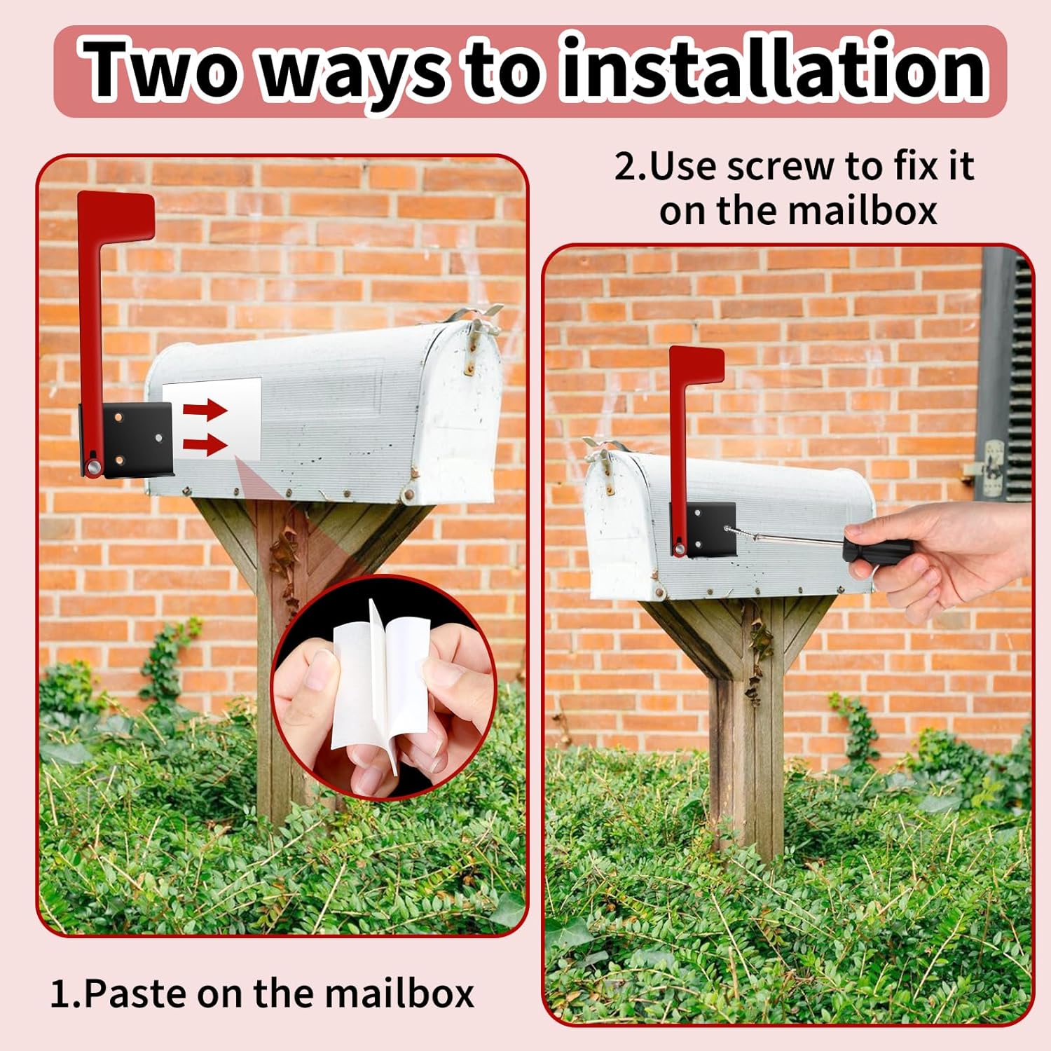 Flag for Mailbox,Red Mailbox Flag Replacement Kit Stainless Steel Mail Box Flags for Outside Metal Wood Wall V1258-DP02-B-1014