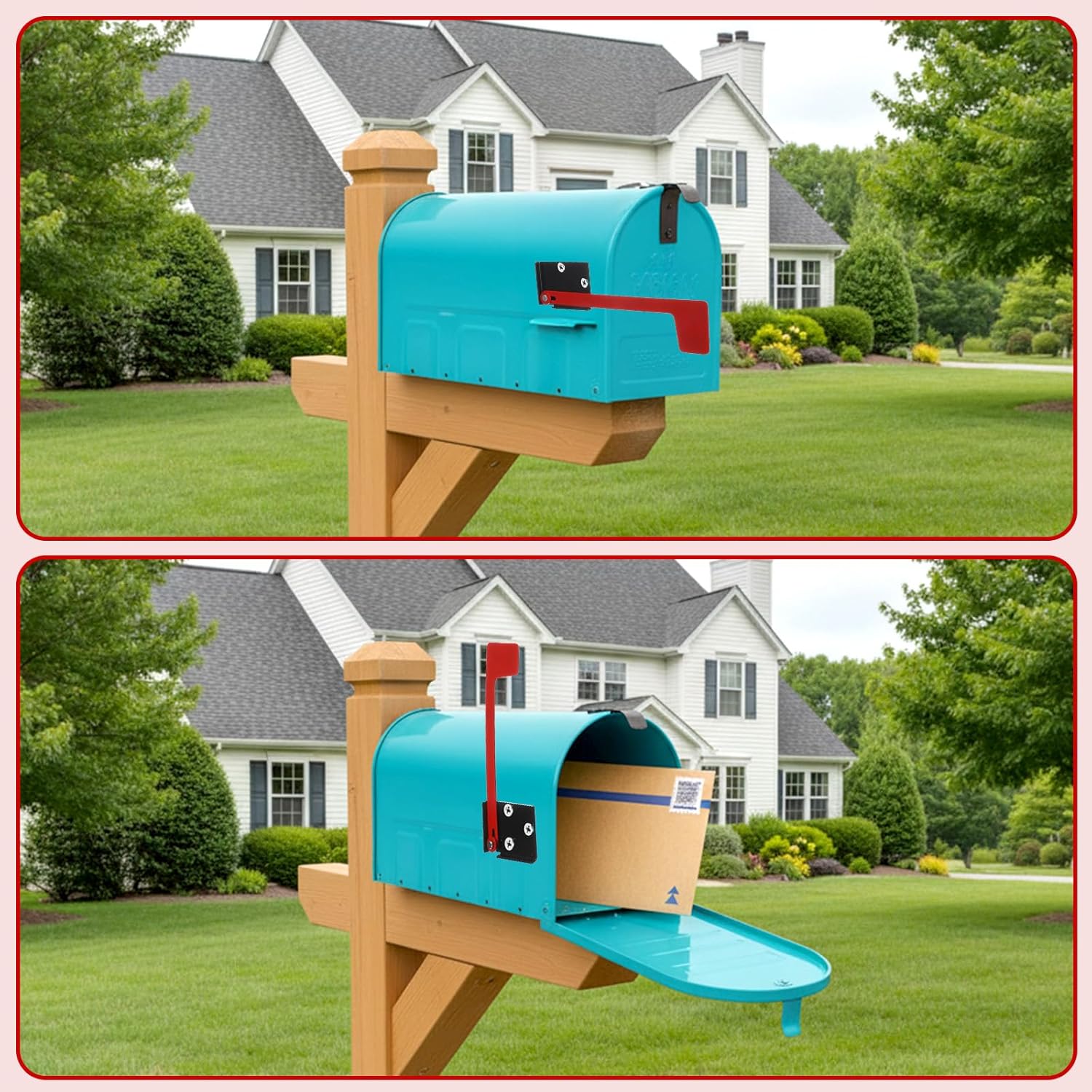 Flag for Mailbox,Red Mailbox Flag Replacement Kit Stainless Steel Mail Box Flags for Outside Metal Wood Wall V1258-DP02-B-1014