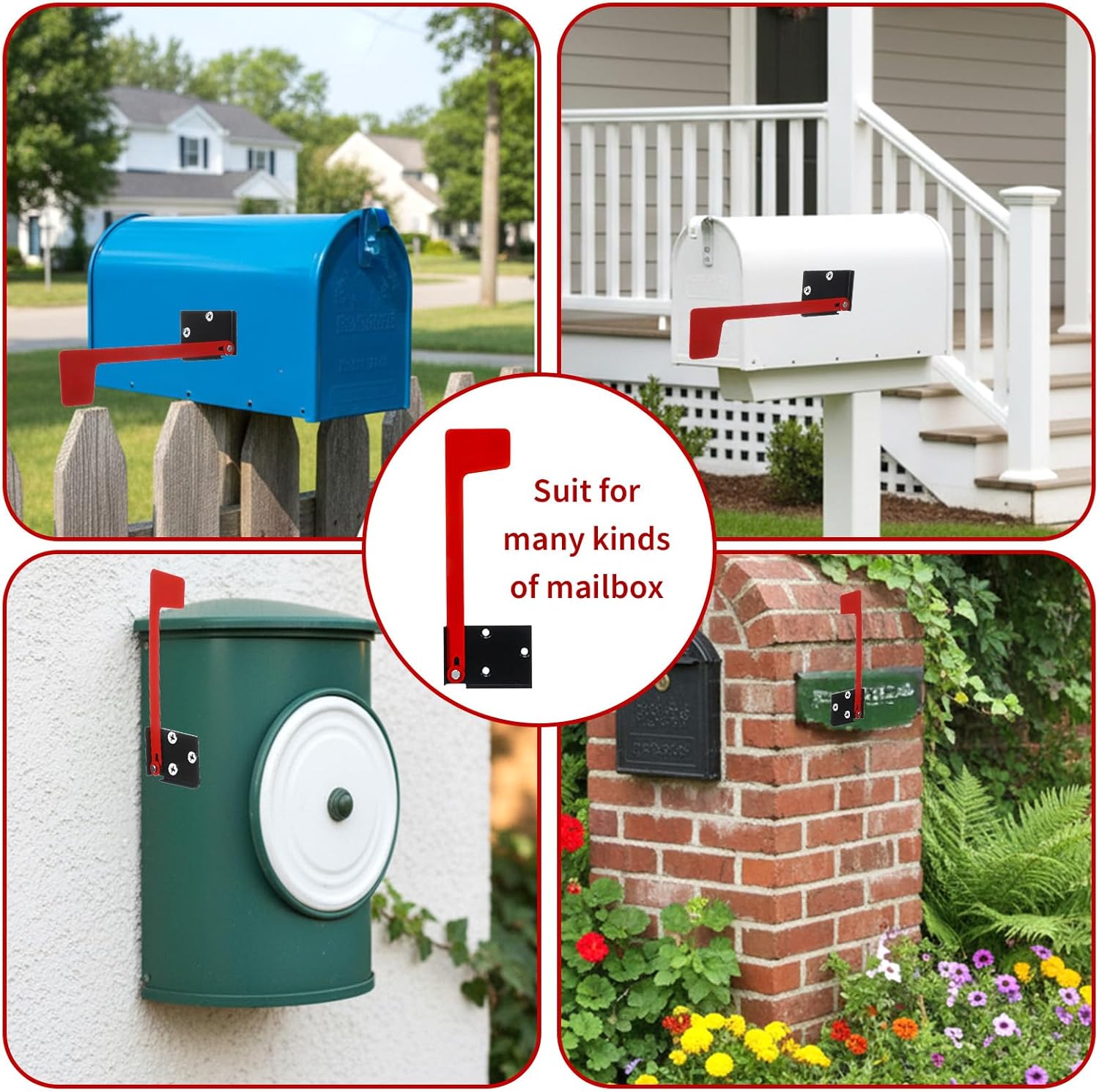 Flag for Mailbox,Red Mailbox Flag Replacement Kit Stainless Steel Mail Box Flags for Outside Metal Wood Wall V1258-DP02-B-1014