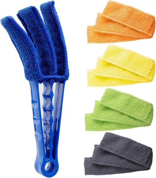 Window Blind Cleaner Duster Brush with 5 Microfiber Sleeves - Blind Cleaner Tools for Window Shutters Blind V1258-DP02-B-102