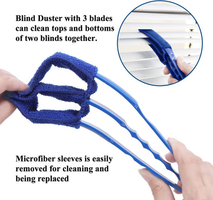 Window Blind Cleaner Duster Brush with 5 Microfiber Sleeves - Blind Cleaner Tools for Window Shutters Blind V1258-DP02-B-102