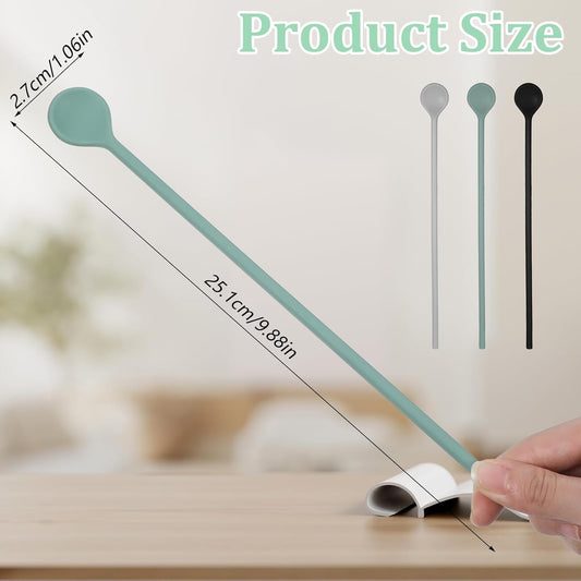 3Pcs Silicone Long Spoons for Stirring,Drink Stirrer Coffee Stir Spoons Long Stirring Silicone Spoon Reusable V1258-DP02-B-1021