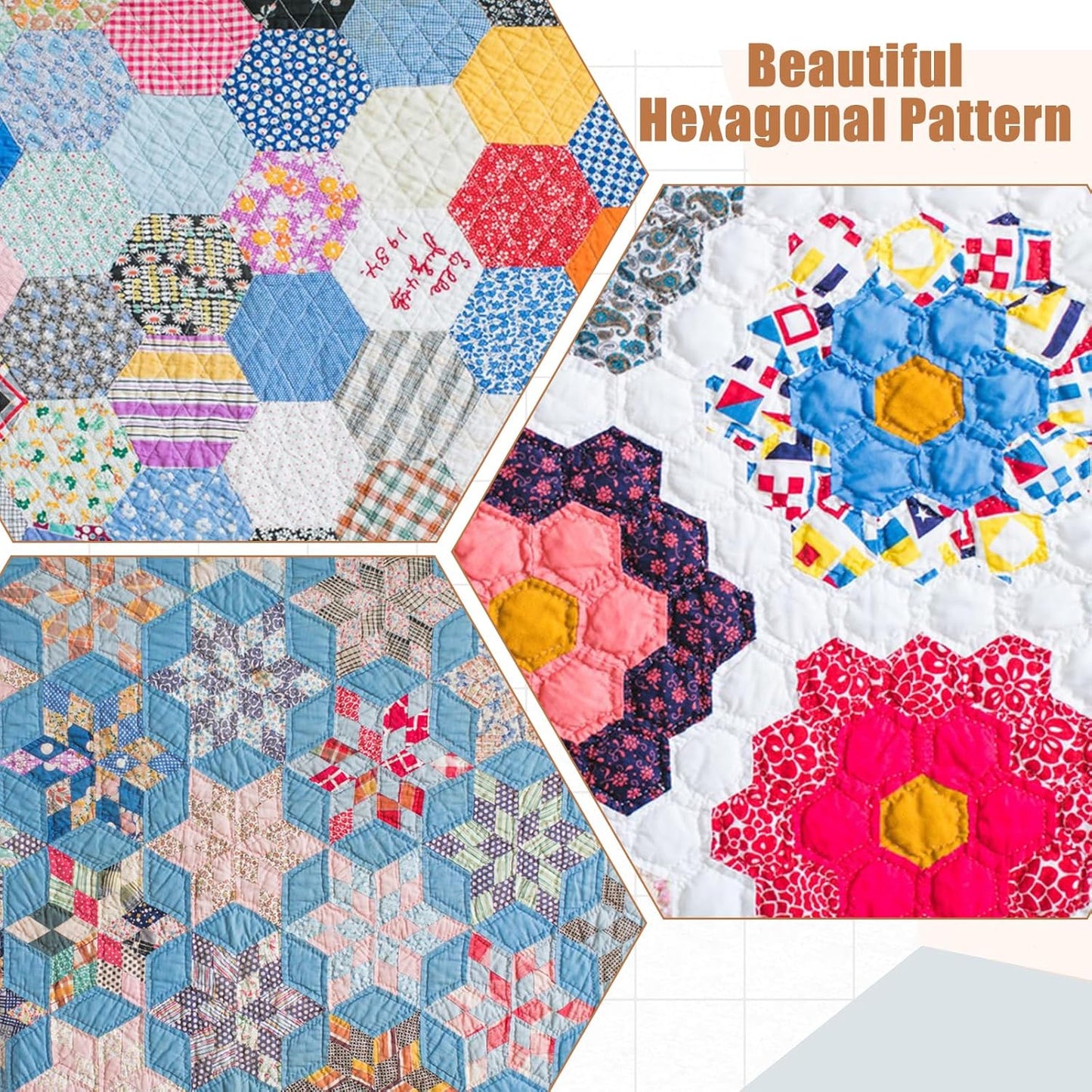 6Pcs Hexagon Quilting Templates Acrylic, 1" 1.5" 2" 3" 4" 5" Multiple Sizes Quilting Template for DIY V1258-DP02-B-1022