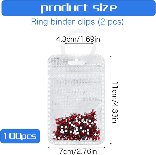 Shimmeroo 100Pcs Diamond Beads Storage Bags, 4.33 x 2.76 Inch Reusable Pouches for DIY Diamond Art Jewelry V1258-DP02-B-1023