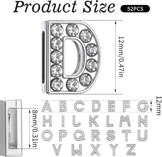 52Pcs A-Z Rhinestone Letter Charms for Bracelet,Alphabet Junk Case Charms for Jewelry Making Alphabet Beads V1258-DP02-B-1025