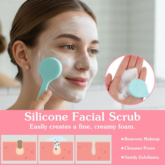 4 Pcs Silicone Face Brush Manual Facial Cleansing Brush, Soft Face Scrubber Waterproof Exfoliating Brushes, V1258-DP02-B-1026