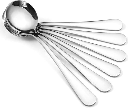 12-Piece Soup Spoons, Round Stainless Steel Bouillon Spoons V1258-DP02-B-103