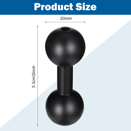 20mm to 20mm Ball Mount Arm, Black Aluminum Alloy Ball Adapter Double Balls Mount Extension Connector for V1258-DP02-B-1030