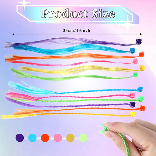 Vin Beauty 36 Pack Colored Hair Extensions for Girls, Clip-In, 33cm Length, Pink, Blue, Purple, Orange, V1258-DP02-B-1042