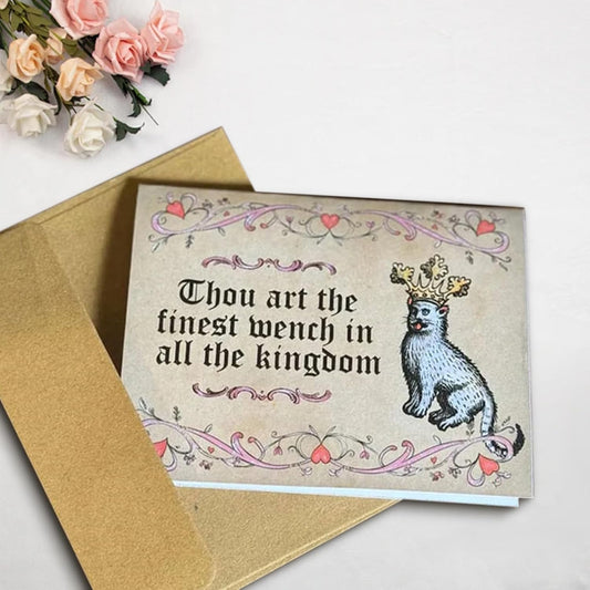 Medieval Valentine's Cards, Funny Medieval Love Car with Handwritten Manuscript Art, Valentine's Card with V1258-DP02-B-1043