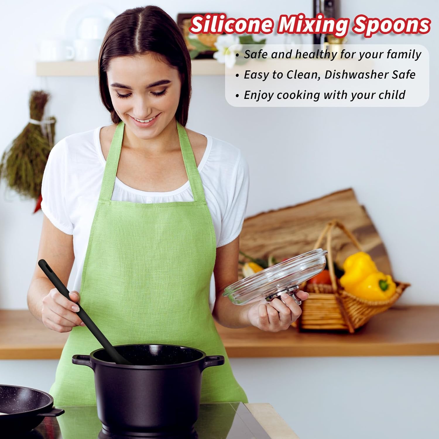 2Pcs Long Spoons for Stirring,Shimmeroo Mixing Spoons for Cooking Long Stirring Spoon for Baking Serving Stir V1258-DP02-B-1045