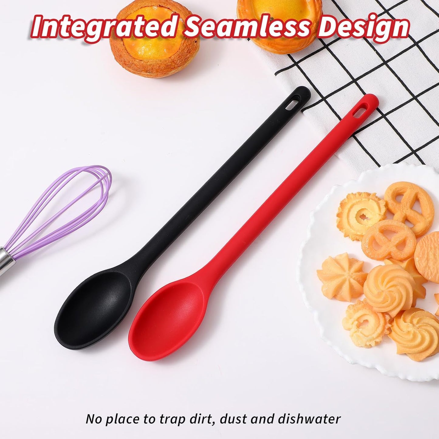 2Pcs Long Spoons for Stirring,Shimmeroo Mixing Spoons for Cooking Long Stirring Spoon for Baking Serving Stir V1258-DP02-B-1045