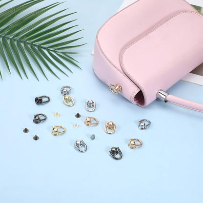 40 Pcs D Rings for Purse, Small Stud Screw Rivets for Leather Crafting, Versatile Purse Rotatable D Ring V1258-DP02-B-1046