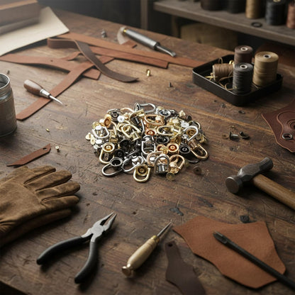 40 Pcs D Rings for Purse, Small Stud Screw Rivets for Leather Crafting, Versatile Purse Rotatable D Ring V1258-DP02-B-1046