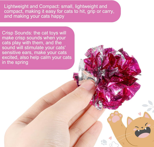 Vin Beauty 30 Pcs Cat Crinkle Balls Toy 2.36 Inch Interactive Crinkle Balls for Cats, Colorful Chew and Chase V1258-DP02-B-1047