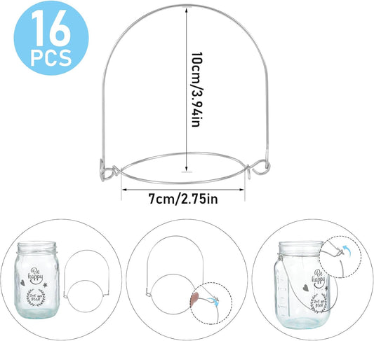 Vin Beauty Stainless Steel Mason Jar Hangers, 16 Pack Wire Hangers for Mason Jars, Mason Jar Lid Handles V1258-DP02-B-1048