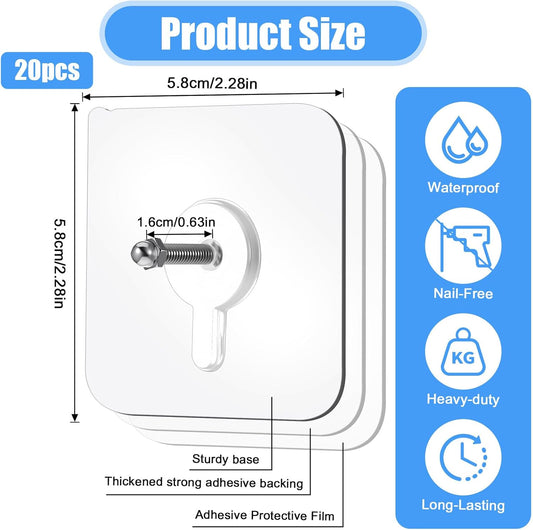 20 PCS Quick Stick Studs for Hanging Adhesive Wall Hooks Wall Hangers Self Adhesive Hooks Without Nails Screw V1258-DP02-B-1051