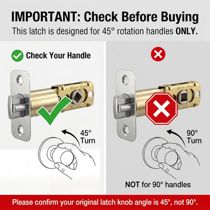 Adjustable Deadlatch 2-3/8''(60mm) or 2-3/4''(70mm), Adjustable Door Latch Entry Door Lock 45 degrees Turning V1258-DP02-B-1055