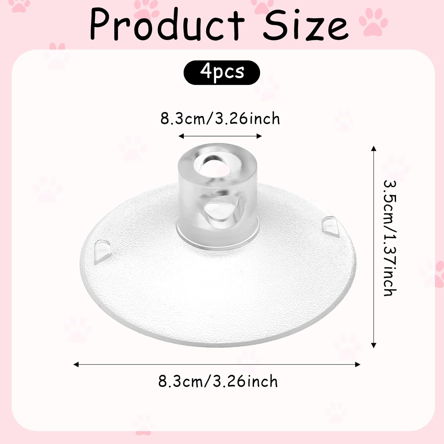 4 PCS Window Perch Suction Cup Large Replacement Clear PVC Sucker Pads Powerful Suction Cups for Cat Window V1258-DP02-B-1057