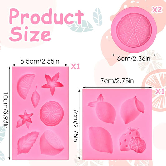 4Pcs Lemon Fondant Mold Lemon Cookie Dessert with Leaves Candy Chocolate Mold Silicone Summer Fruit Snack V1258-DP02-B-1058