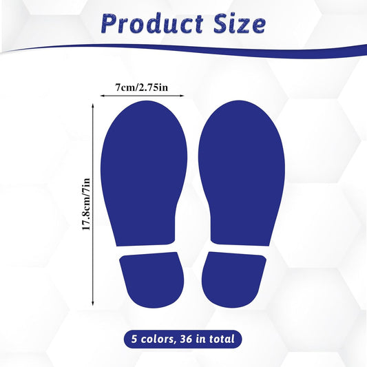 18 Pairs Colorful Floor Decals - Size Shoes Footprints for Classroom & Office - Guide Directions V1258-DP02-B-1065