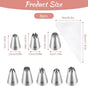8 Pcs Large Piping Tips Set, Stainless Steel Cake Decorating Tips Set with 10pcs Piping Bag Pastry Cake V1258-DP02-B-1069