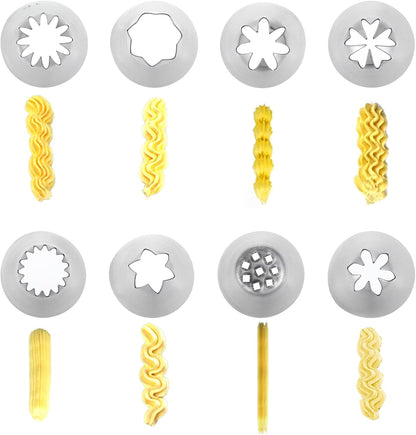 8 Pcs Large Piping Tips Set, Stainless Steel Cake Decorating Tips Set with 10pcs Piping Bag Pastry Cake V1258-DP02-B-1069