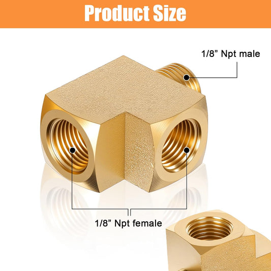 2 Pcs 1/8'' Npt Tee Barstock Street Tee Fittings 1/8" NPT Female Pipe to 1/8" Male Pipe to Female Pipes V1258-DP02-B-1073