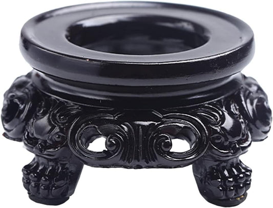 2Pcs Black Wooden Display Stand for Crystal Sphere Quartz Ball Holder Hollow Wood Stand Base for Crystal Ball V1258-DP02-B-1085