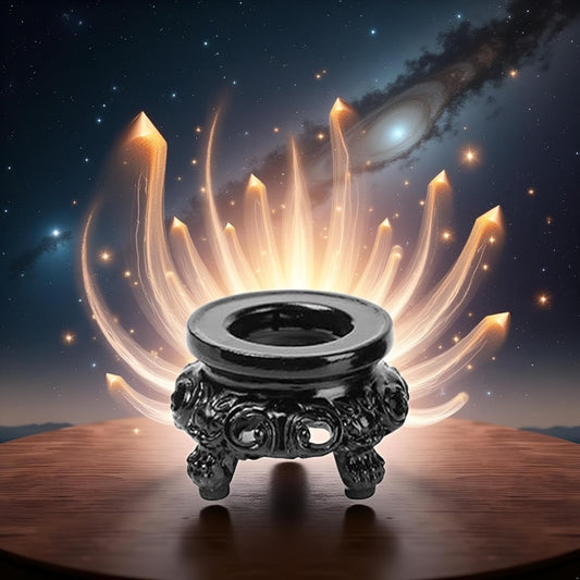 2Pcs Black Wooden Display Stand for Crystal Sphere Quartz Ball Holder Hollow Wood Stand Base for Crystal Ball V1258-DP02-B-1085
