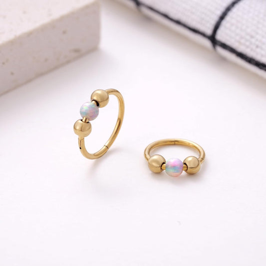 Kvekstio Opal Nose Ring Set for Women, Stainless Steel Septum Noses Body Piercing Jewelry, Cartilage Nosing V1258-DP02-B-1094