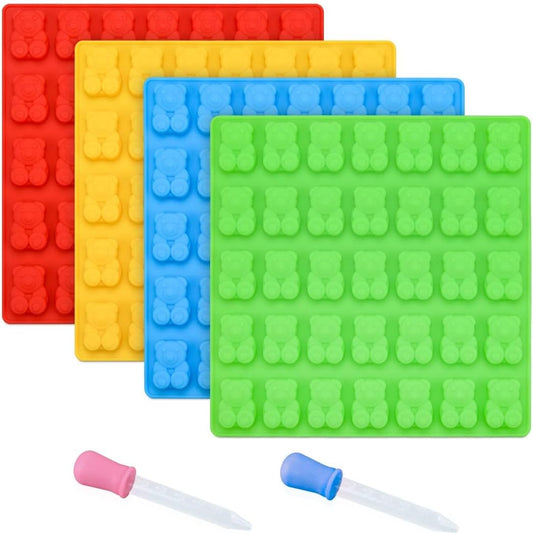 Gummy Bear Molds Candy Molds - 1 Inch Gummy Molds Bear Large Chocolate Molds Silicone 4 Pack LFGB Pinch Test V1258-DP02-B-11