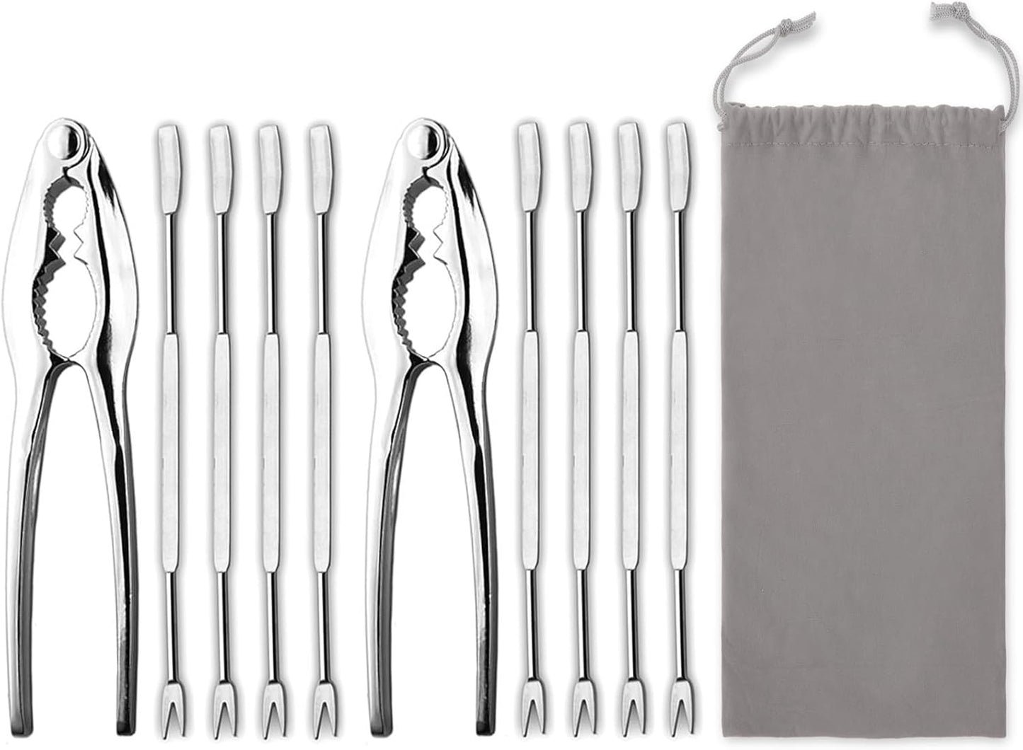Lobster Crackers and Picks Set, 10-Piece Crab Leg Cracker Tools - Stainless Steel Seafood Crackers & Forks V1258-DP02-B-110