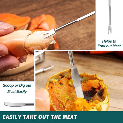 Lobster Crackers and Picks Set, 10-Piece Crab Leg Cracker Tools - Stainless Steel Seafood Crackers & Forks V1258-DP02-B-110