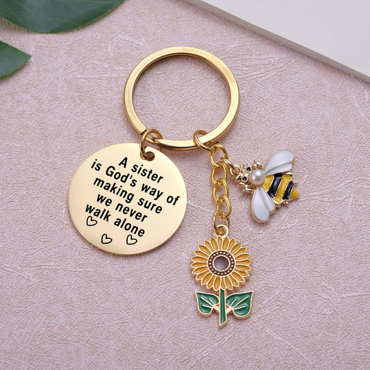 Sunflower Keychain for Women Inspirational Christmas Birthday Graduation Jewelry Gifts for Mom Daughter Wife V1258-DP02-B-1109